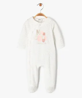 pyjama en velours avec touches pailletees bebe fille beige pyjamas velours