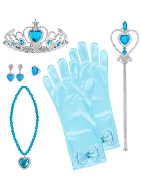 Set de Princesse Bleu et Argent fillette complet